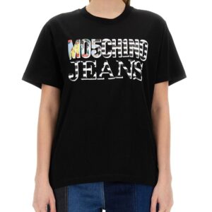 Refresh your wardrobe with the MOSCHINO JEANS women's T-SHIRT WITH LOGO in Black