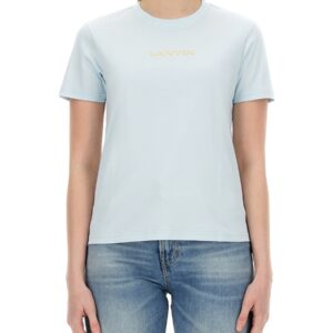 Refresh your wardrobe with the Lanvin women's T-SHIRT WITH LOGO in Azure