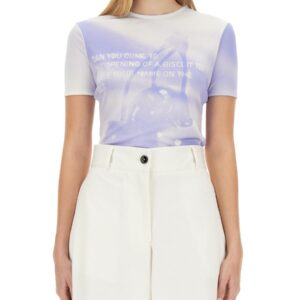 Refresh your wardrobe with the JIL SANDER women's T-SHIRT WITH LOGO in Azure