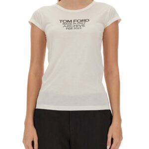 Discover the authentic TOM FORD women's T-SHIRT WITH LOGO in White