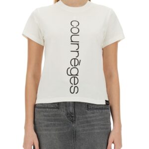 Refresh your wardrobe with the COURREGES women's T-SHIRT WITH LOGO in White