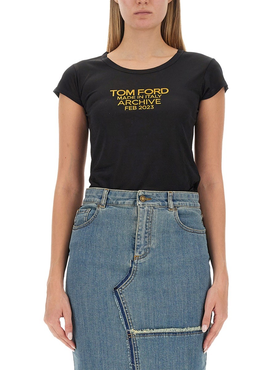 Discover the authentic TOM FORD women's T-SHIRT WITH LOGO in Black