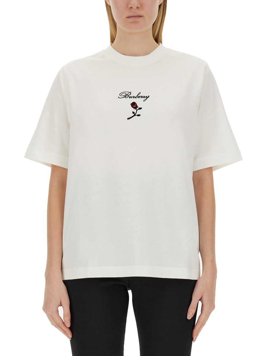 Elevate your look with the Burberry women's T-SHIRT WITH LOGO in White