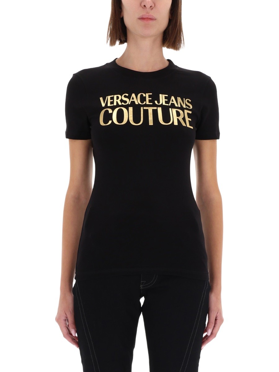 Explore the authentic Versace Jeans Couture women's T-SHIRT WITH LOGO in Black