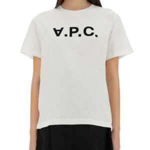 Discover the authentic A.P.C. women's T-SHIRT WITH LOGO in White