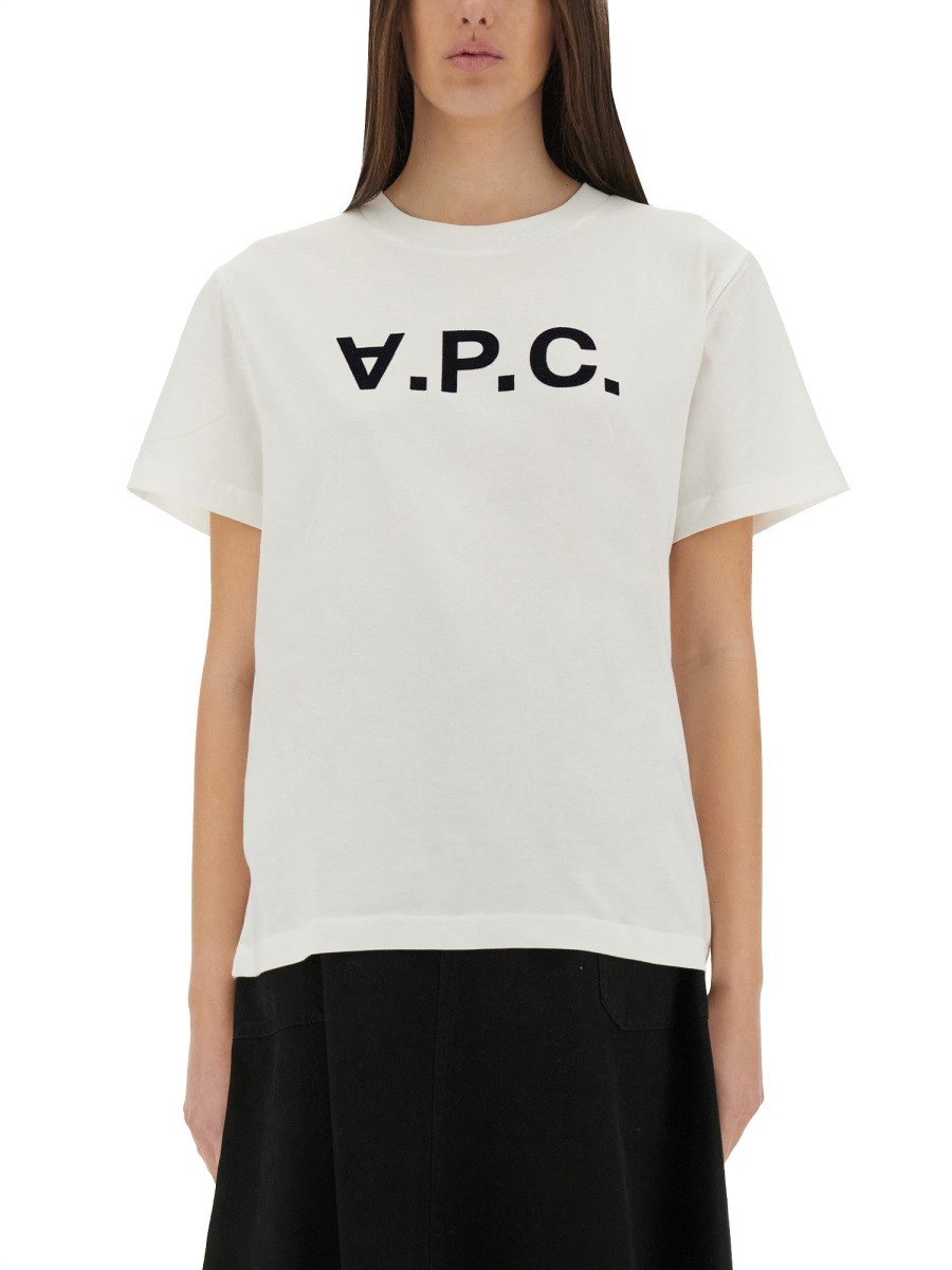 Discover the authentic A.P.C. women's T-SHIRT WITH LOGO in White