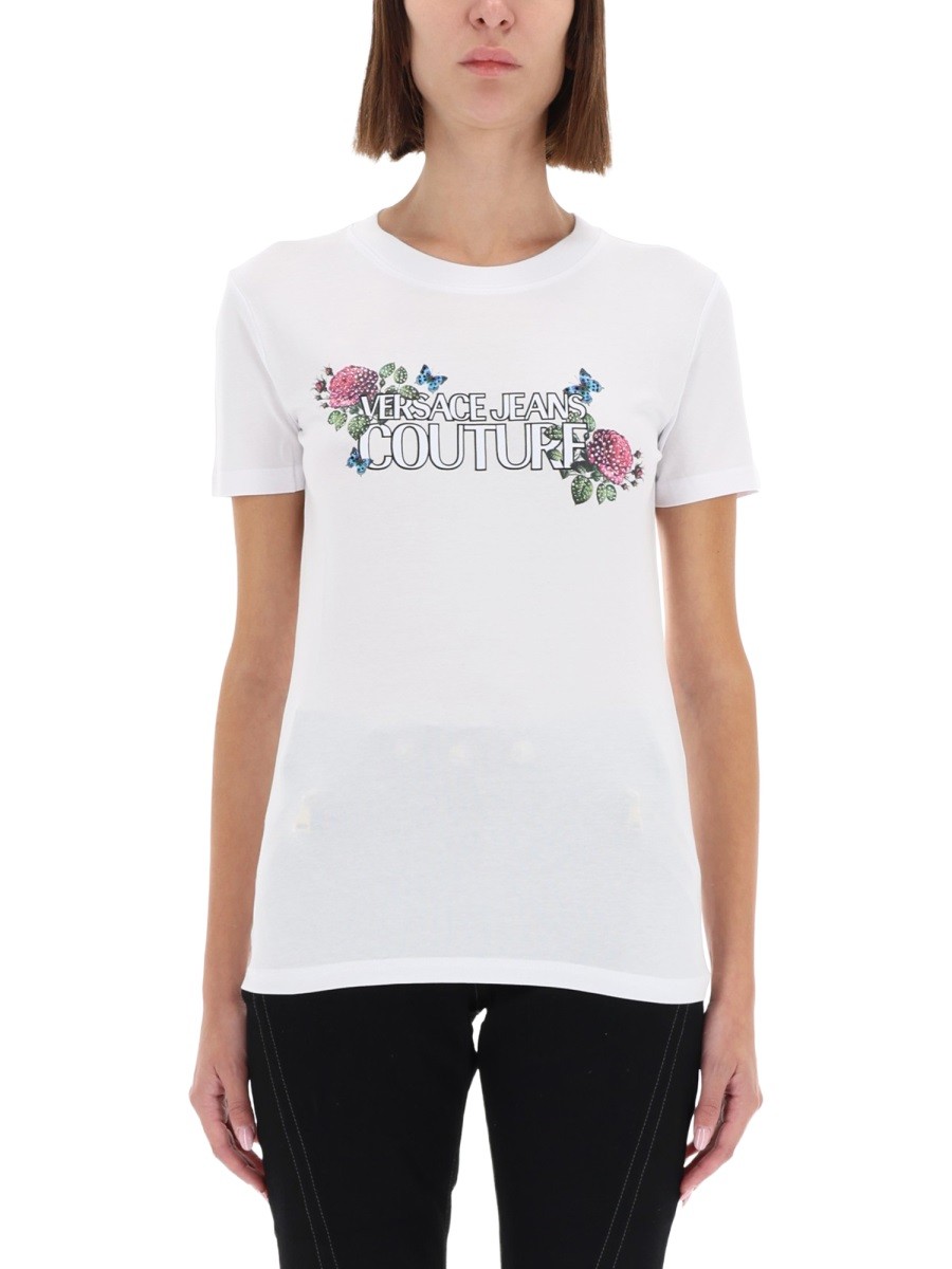 Explore the authentic Versace Jeans Couture women's T-SHIRT WITH LOGO in White