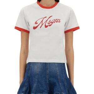 Refresh your wardrobe with the msgm women's T-SHIRT WITH LOGO in White