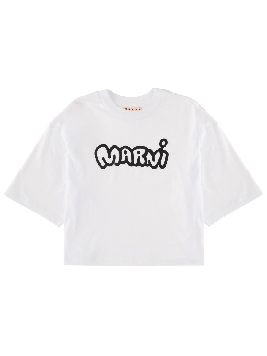 Discover the authentic Marni women's T-SHIRT WITH LOGO in White