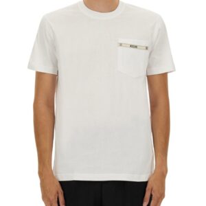 Refresh your wardrobe with the Moschino men's T-SHIRT WITH LOGO RIBBON in White