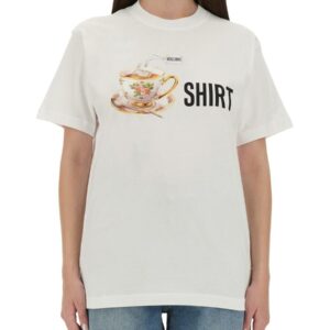 Refresh your wardrobe with the Moschino women's T-SHIRT WITH PRINT in White