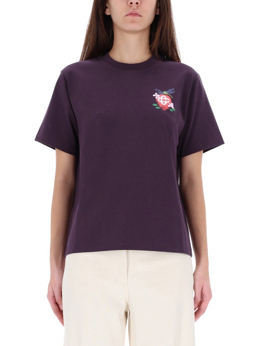 Refresh your wardrobe with the CASABLANCA women's T-SHIRT WITH PRINT in Purple