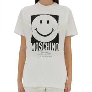 Refresh your wardrobe with the Moschino women's T-SHIRT WITH PRINT in White