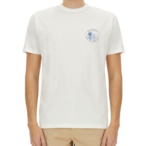 Elevate your look with the Woolrich men's T-SHIRT WITH PRINT in White