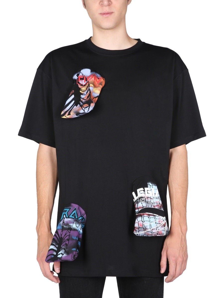 Explore the authentic RAF SIMONS men's T-SHIRT WITH PRINTED DETAILS in Black