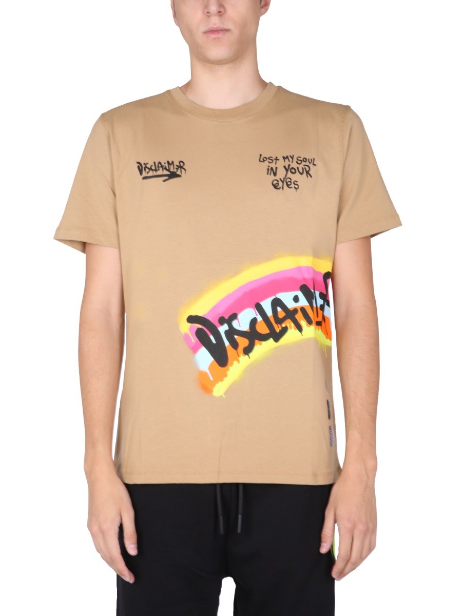 Explore the authentic Disclaimer men's T-SHIRT WITH SCREEN PRINT in Brown
