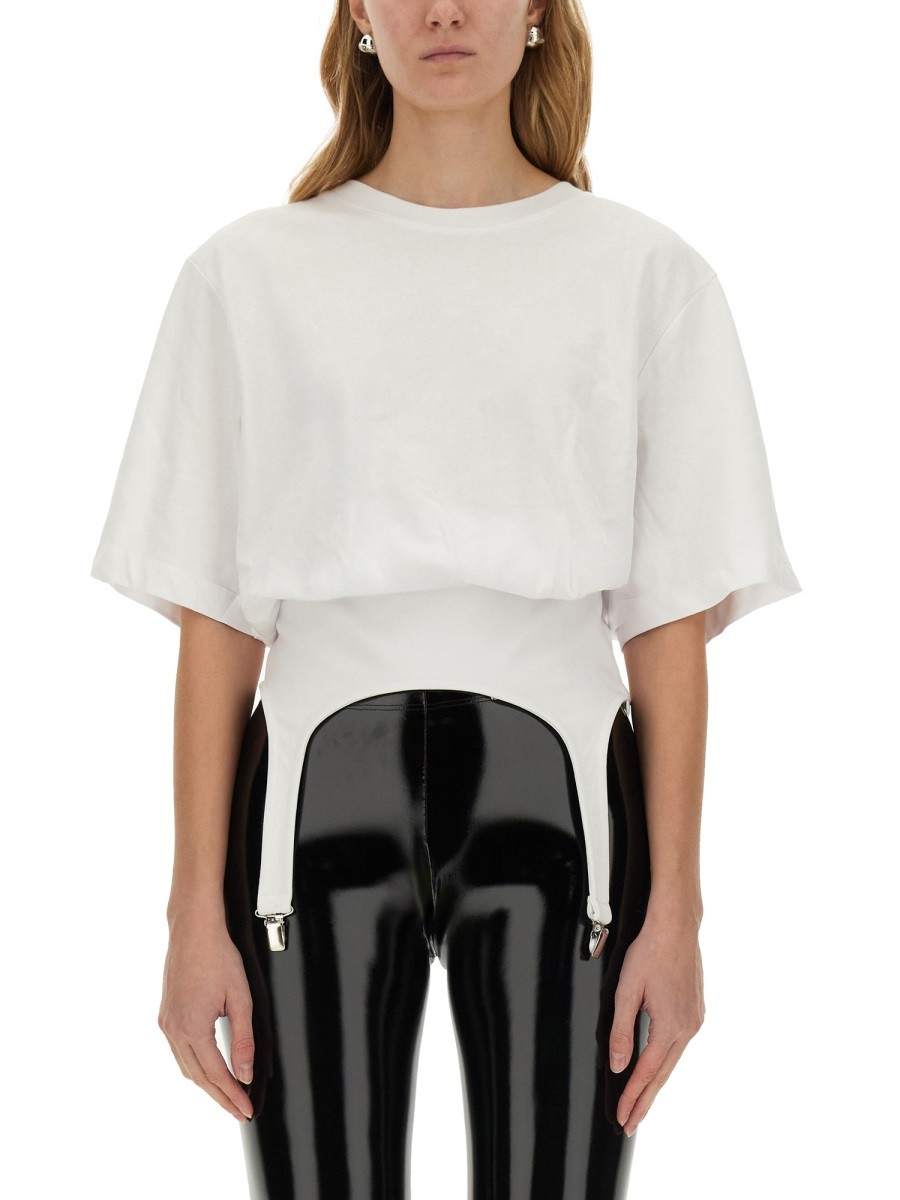 Refresh your wardrobe with the FIORUCCI women's T-SHIRT WITH SUSPENDERS in White