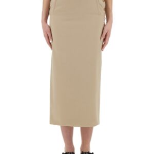 Explore the authentic Moschino women's "TAILORED TWIST" LONG SKIRT in beige