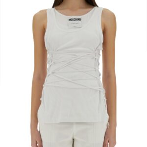 Refresh your wardrobe with the Moschino women's TANK TOP WITH LACES in White