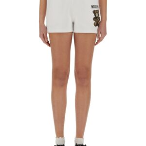 Elevate your look with the Moschino women's TEDDY BEAR SHORTS in White