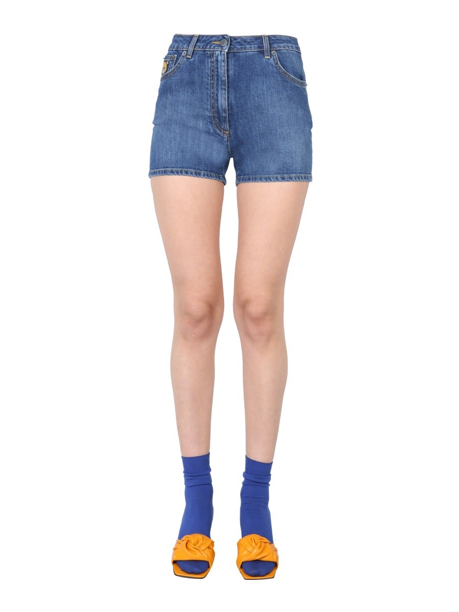Refresh your wardrobe with the Moschino women's TEDDY BEAR SHORTS in Blue