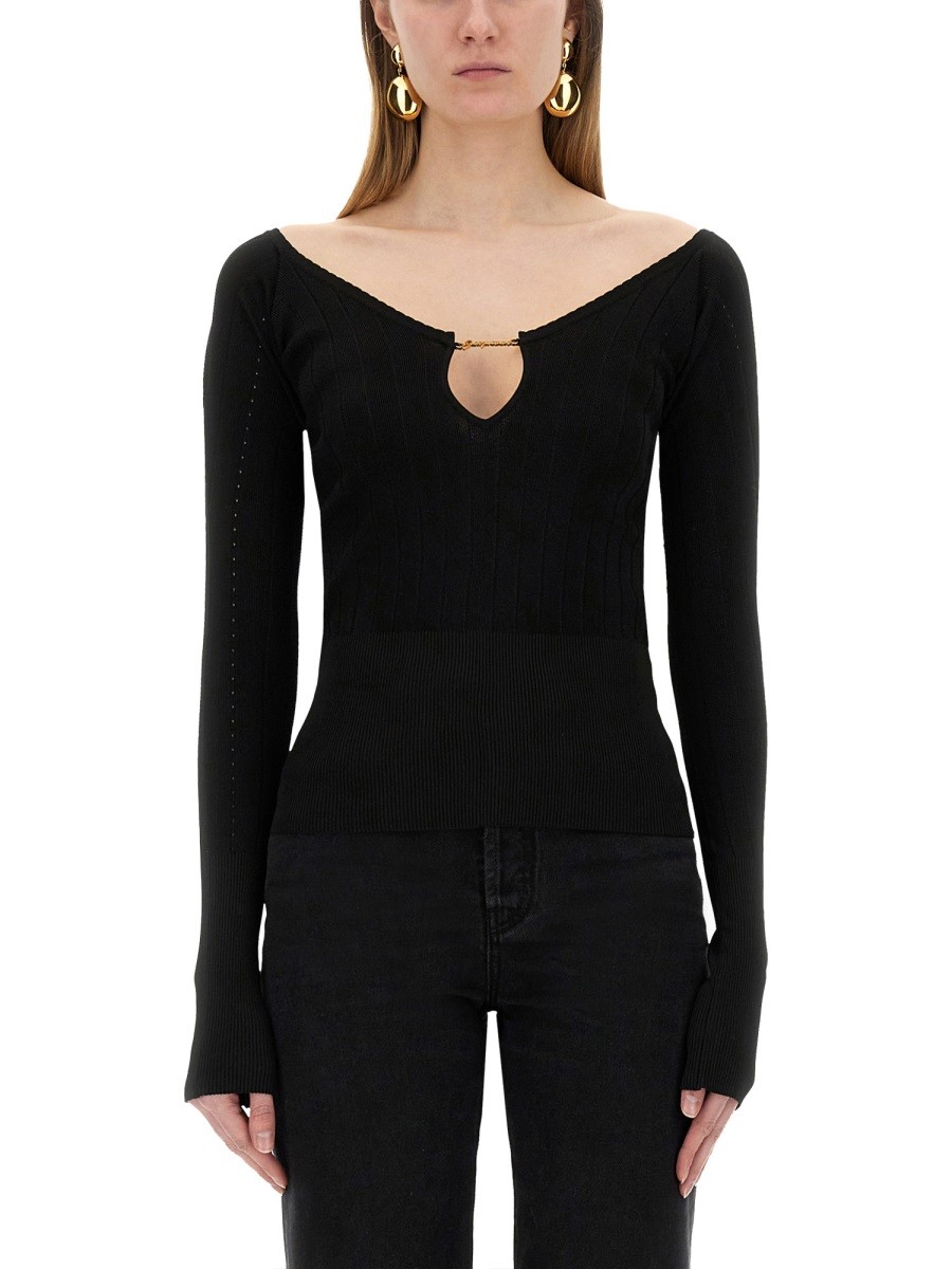 Refresh your wardrobe with the JACQUEMUS women's "THE TOP PRALUCE" in Black