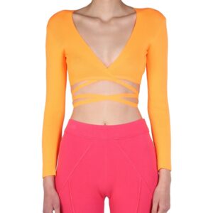 Discover the authentic msgm women's TOP CROPPED in orange