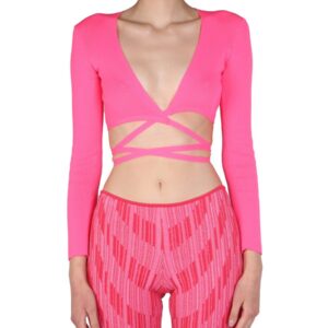 Discover the authentic msgm women's TOP CROPPED in Fuchsia