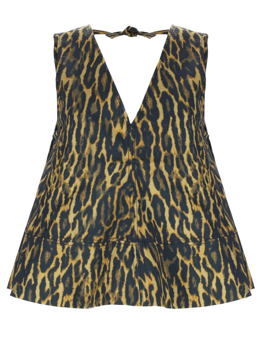 Discover the authentic GANNI women's TOP "LEOPARD" in ANIMALIER