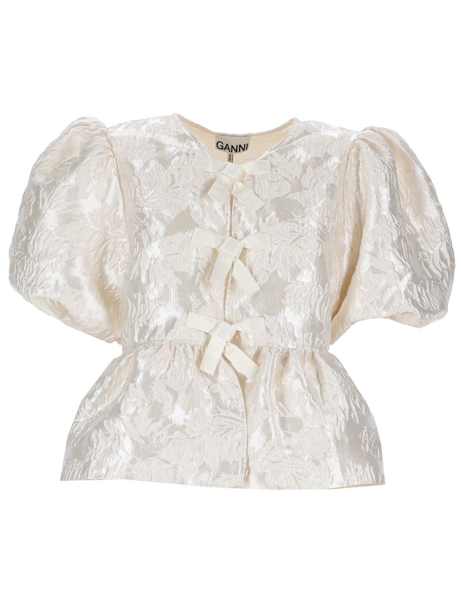 Discover the authentic GANNI women's TOP "PEPLUM" in Ivory