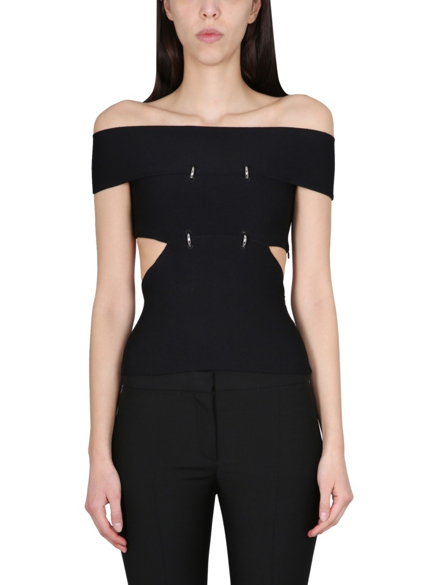 Discover the authentic Alexander Mcqueen women's TOP WITH CUT-OUT DETAILS in Black