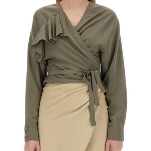 Discover the authentic ALYSI women's TOP WITH RUFFLES in GREEN