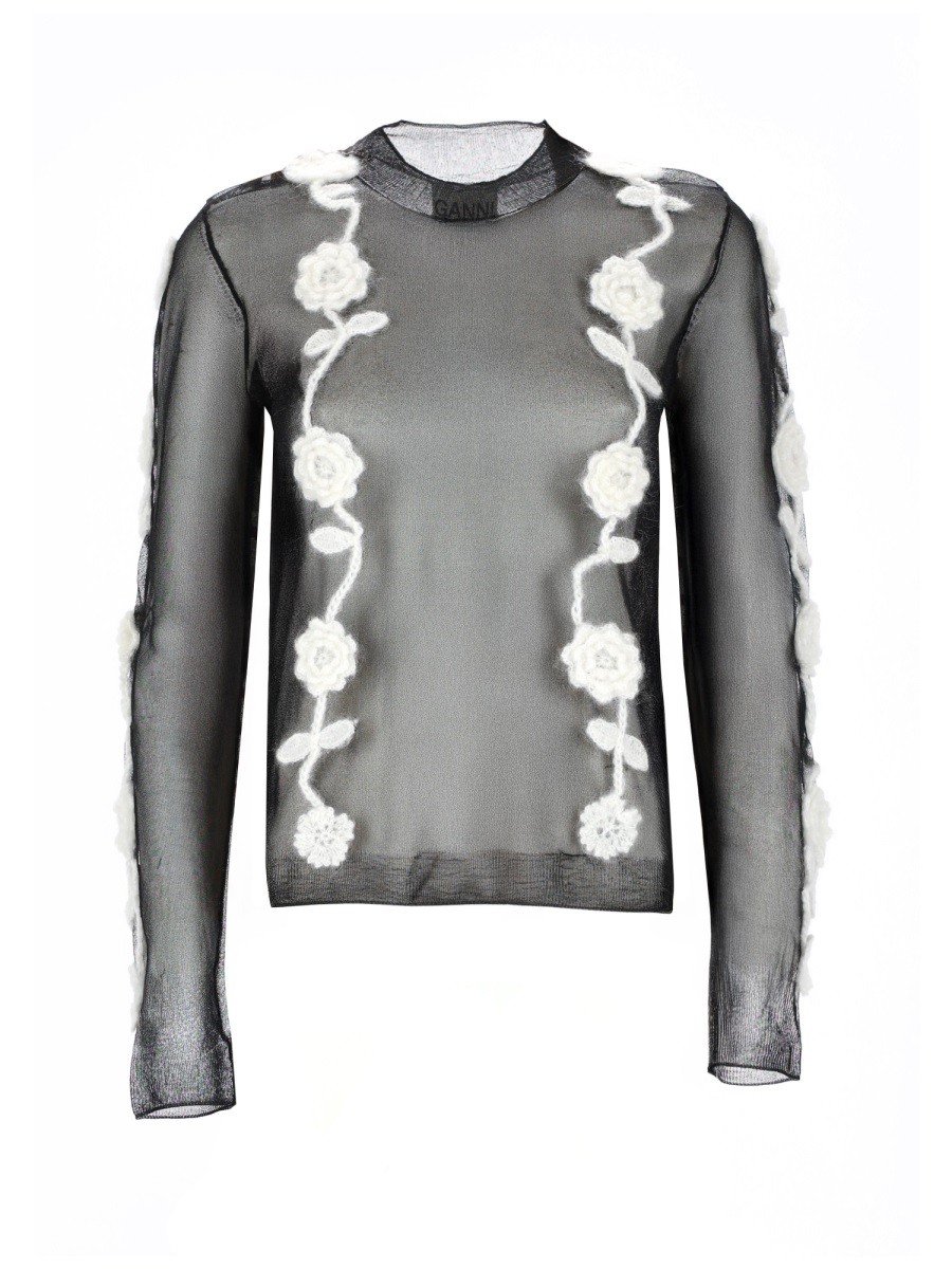Discover the authentic GANNI women's TOPS IN MESH in Black