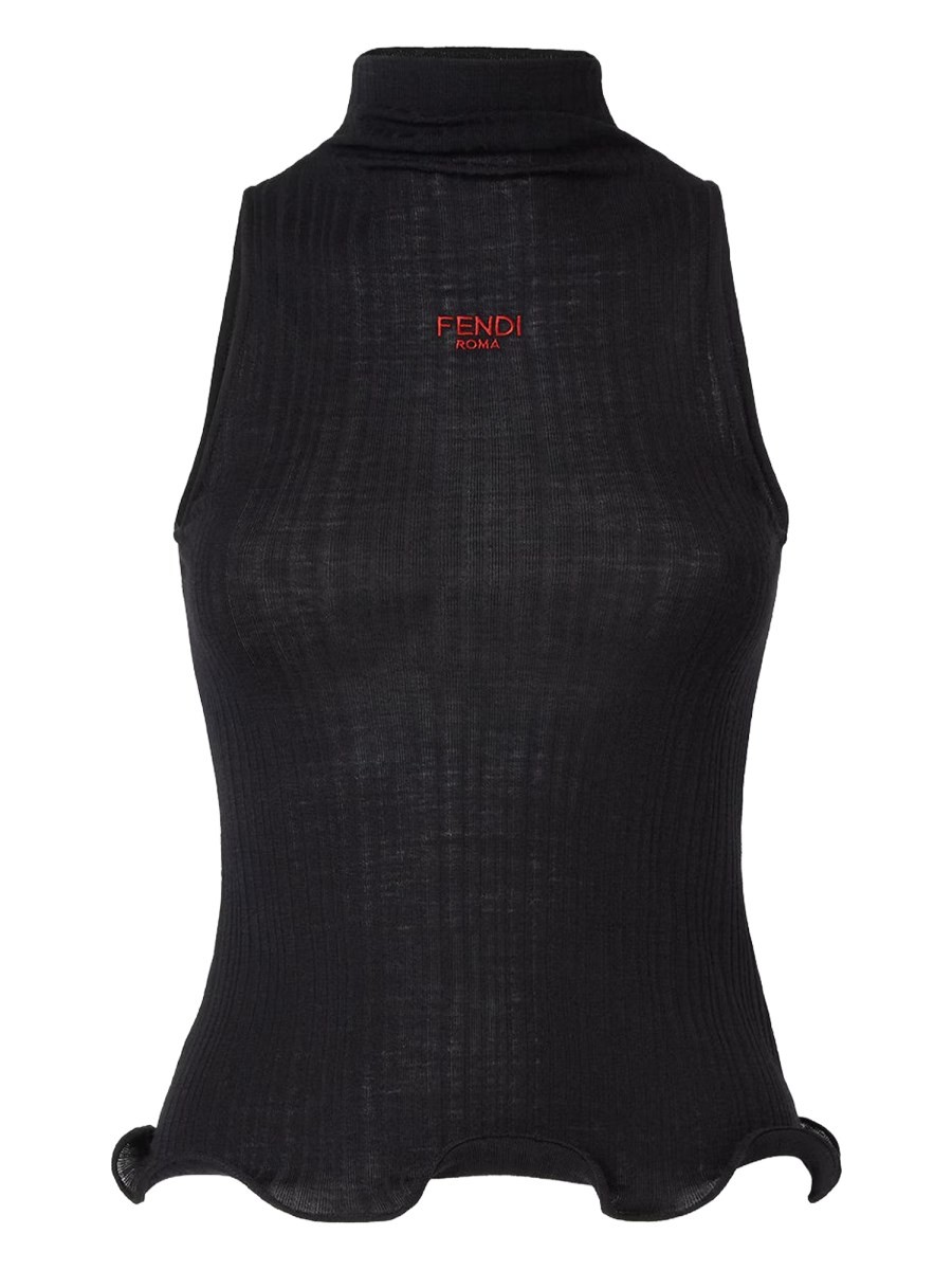 Elevate your look with the Fendi women's TOPS WITH LOGO in Black
