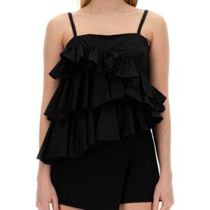 Discover the authentic msgm women's TOPS WITH RUCHES in Black