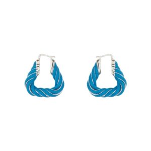 Explore the authentic Bottega Veneta women's TRIANGULAR TWIST HOOP EARRINGS in Blue