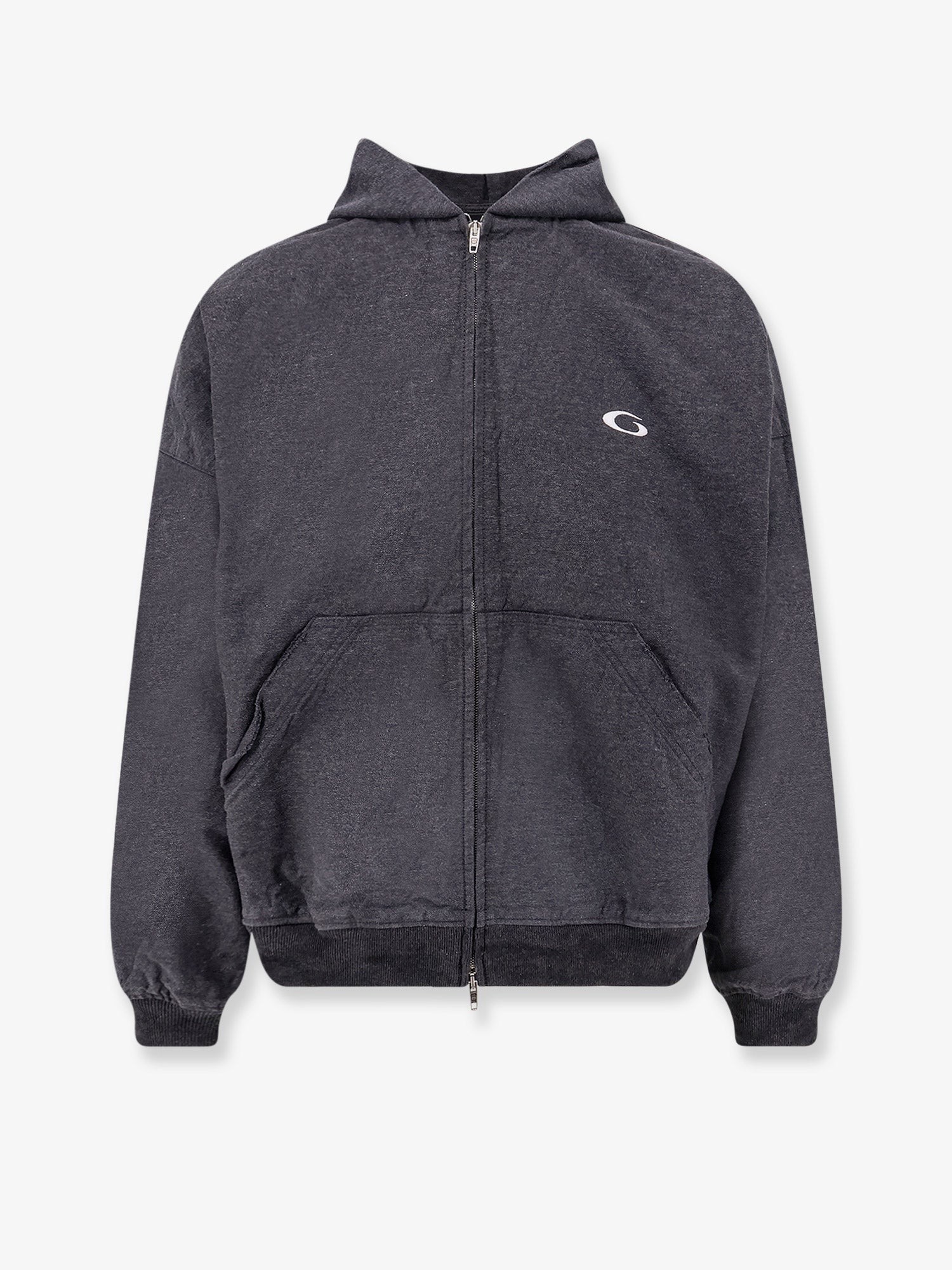 Explore the authentic Balenciaga men's Tromphe L'oeil cotton sweatshirt in Anthracite