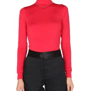 Elevate your look with the RAF SIMONS women's TURTLE NECK SWEATER in Red