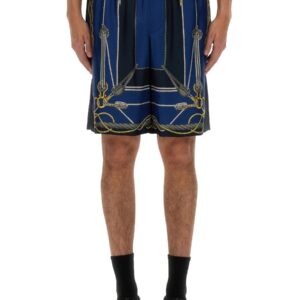 Refresh your wardrobe with the Versace men's TWILL BERMUDA SHORTS in MULTICOLOUR