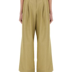Discover the authentic GANNI women's TWILL SUIT PANTS in beige