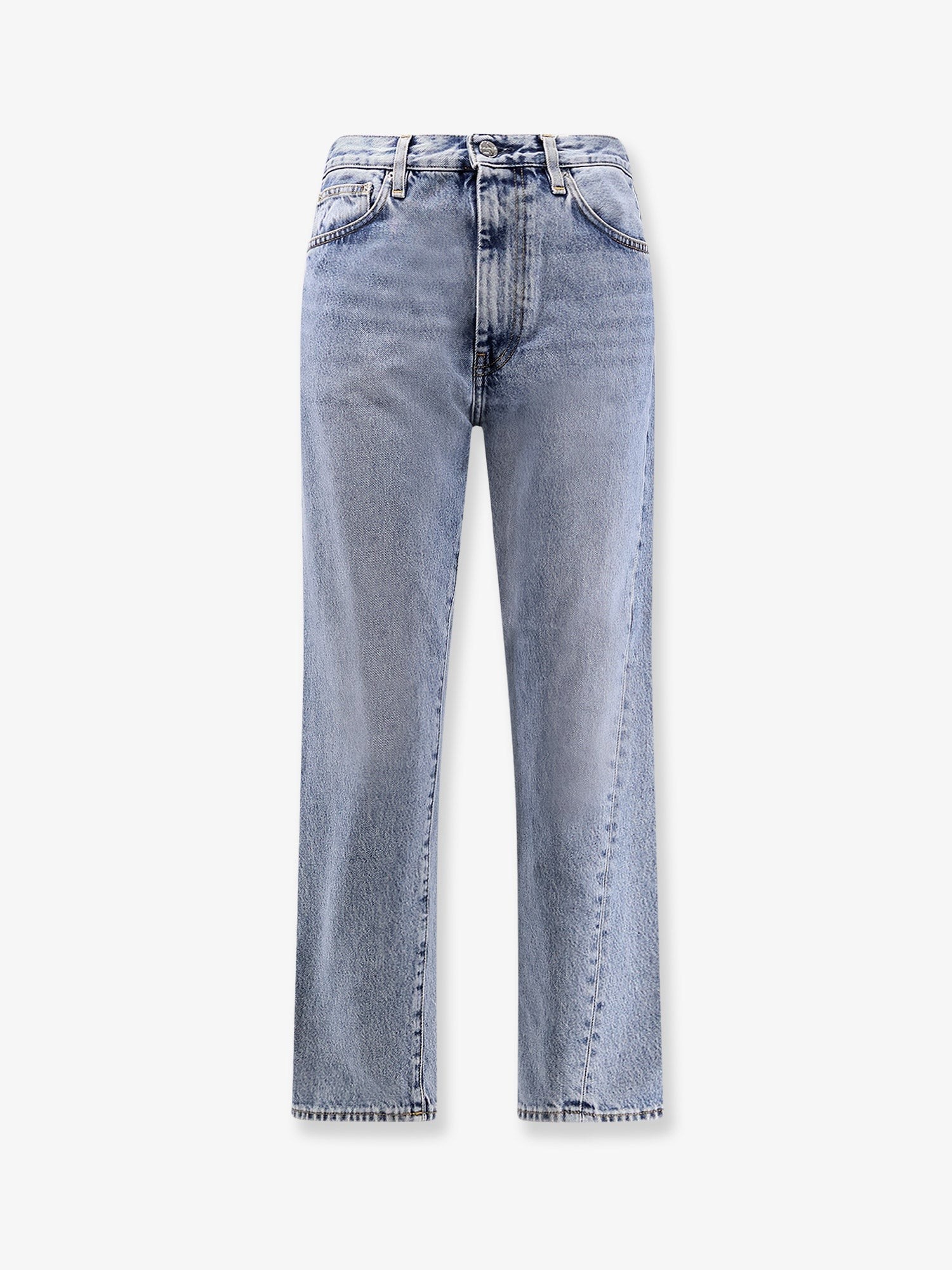 Discover the authentic TOTEME women's Twisted Seam organic cotton jeans in WORN BLUE