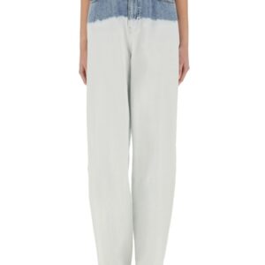 Refresh your wardrobe with the MOSCHINO JEANS women's TWO-COLOUR JEANS in White