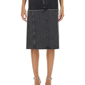 Discover the authentic Alexander Mcqueen women's TWO-TONE DENIM SKIRT in Black