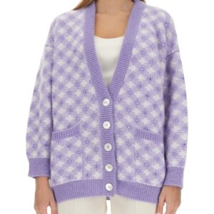 Discover the authentic ALESSANDRA RICH women's V-NECK CARDIGAN in Lilac