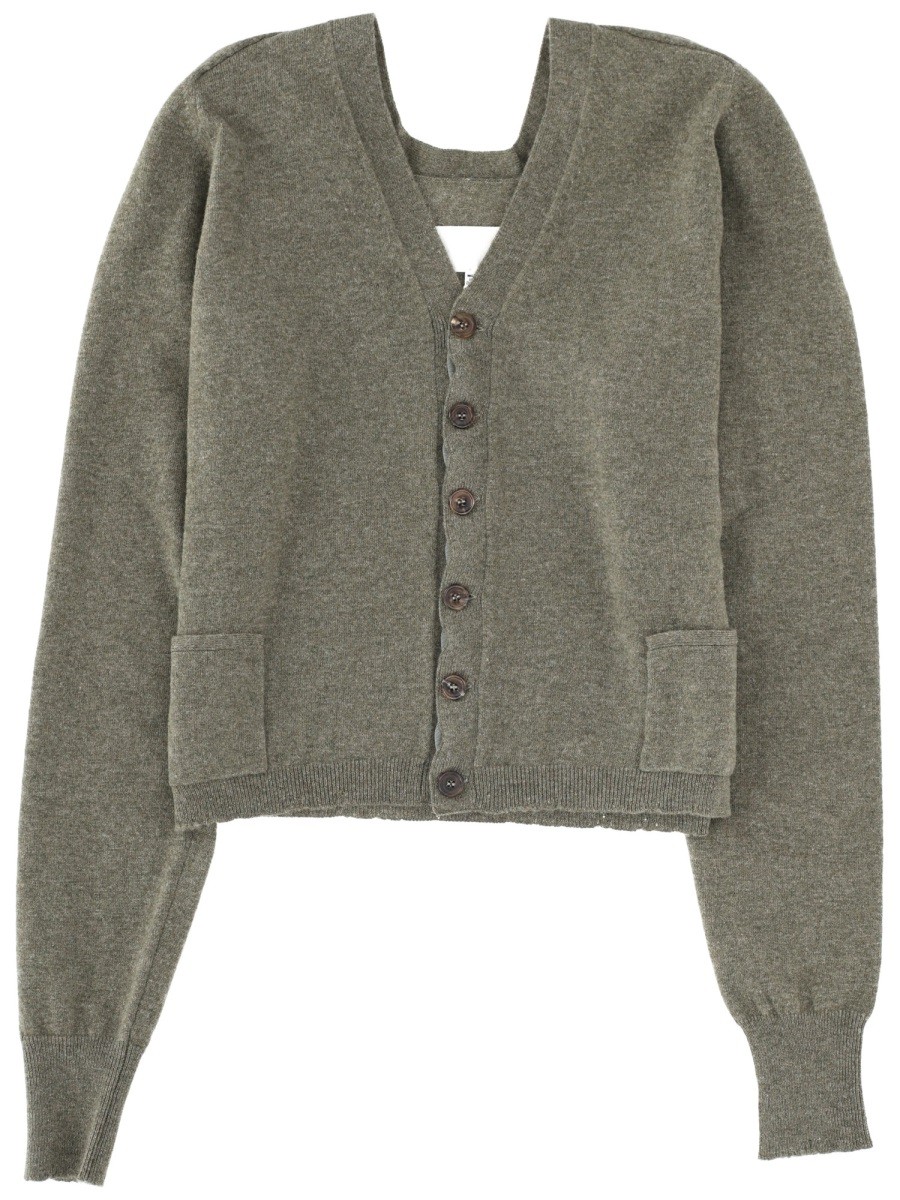 Refresh your wardrobe with the Maison Margiela women's V-NECK CARDIGAN in GREEN