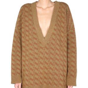 Discover the authentic JEJIA women's V-NECK JACQUARD SWEATER in Brown