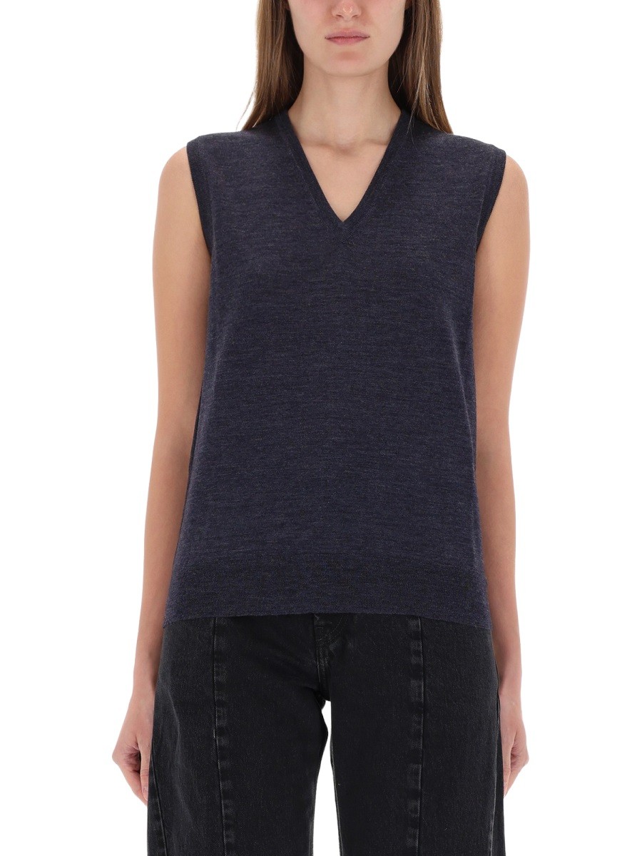 Discover the authentic Maison Margiela women's V-NECK VEST in Blue