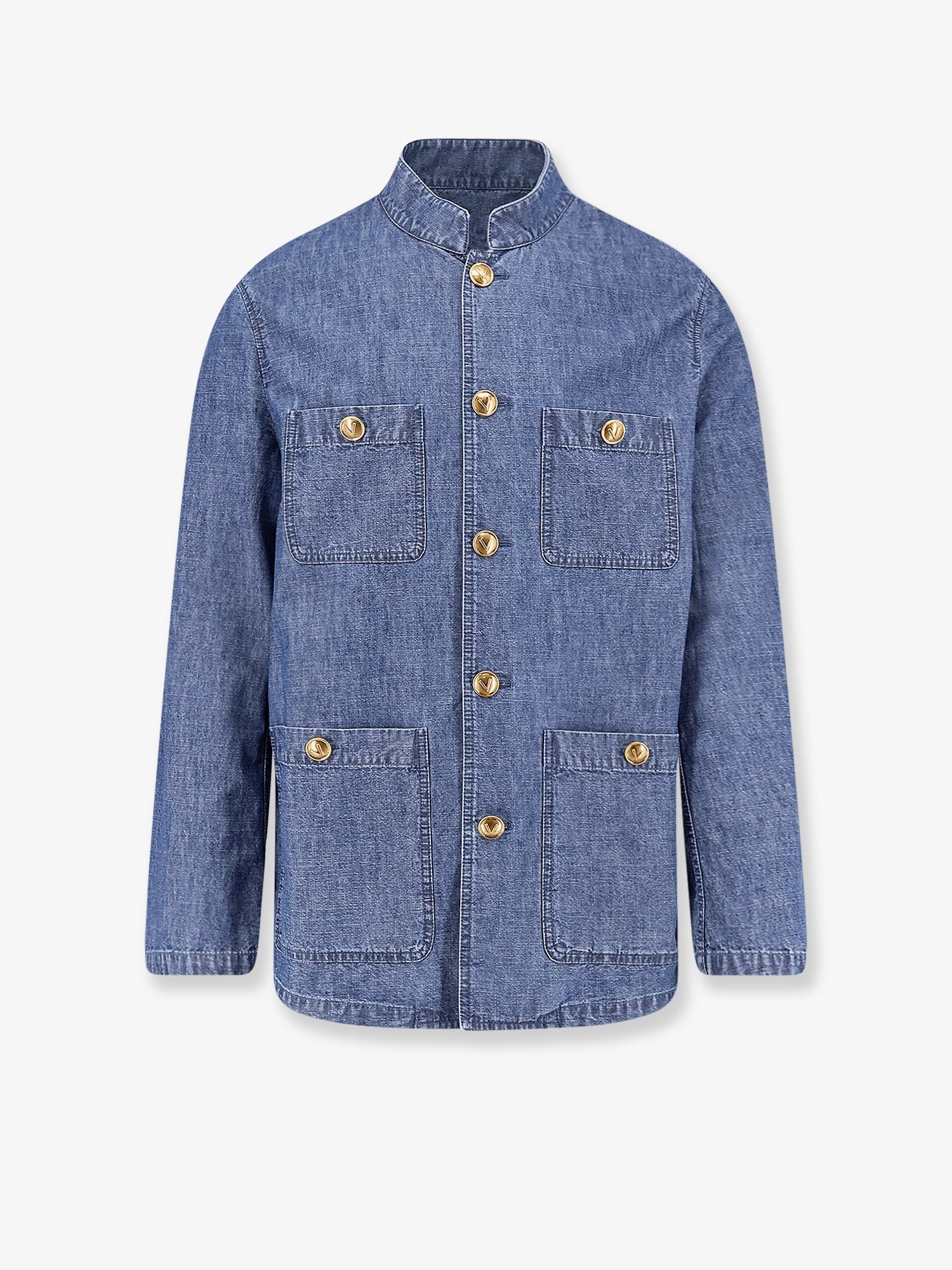 Elevate your look with the Valentino men's Valentino Denim Sahariana Jacket in Medium blue denim