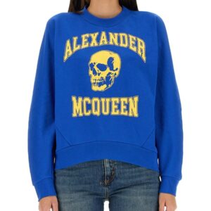 Explore the authentic Alexander Mcqueen women's VARSIITY SKULL SWEATSHIRT in Blue