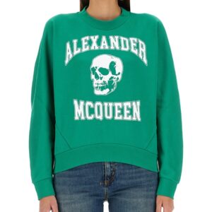 Explore the authentic Alexander Mcqueen women's VARSIITY SKULL SWEATSHIRT in GREEN